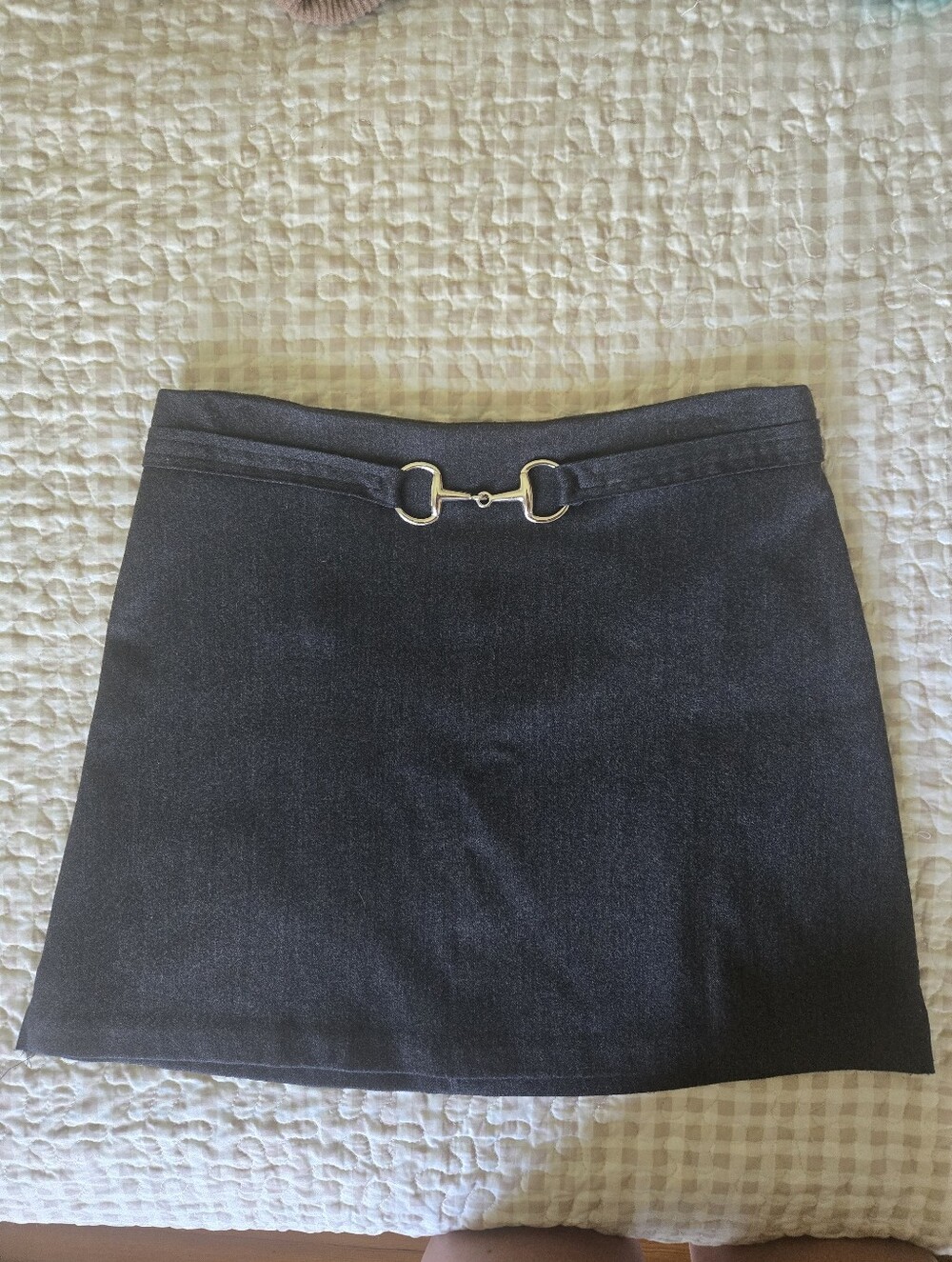 Y2K Grey Mini Skirt Buckle Detail, Vintage, 90's, Academia, Preppy, Clueless